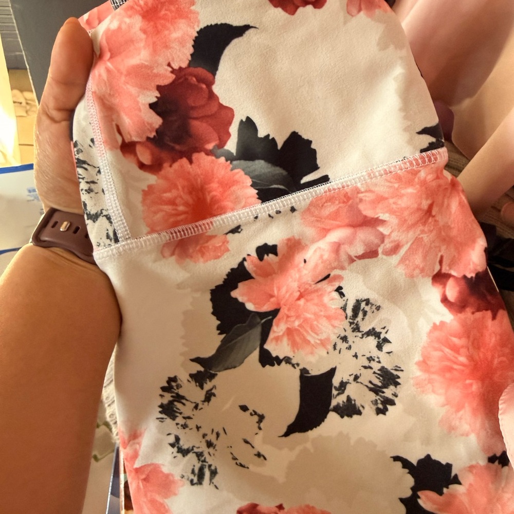 Fabletics Floral Leggings - Pink and Black